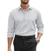 COOFANDY Mens Stretch Dress Shirts Long Sleeve Button Down Shirt Regular Fit Formal Business Shirts(White-blue)
