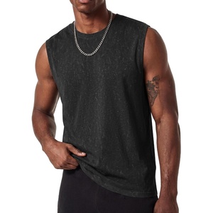 COOFANDY Men Cotton Sleeveless Tank Top Muscle T Shirts Casual Beach Tank Khaki Breathable Washed Running Tee Shirt(Black)