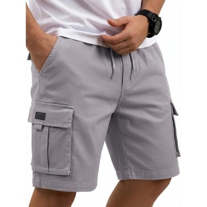 COOFANDY Mens Cargo Shorts Cotton Twill Casual Work Hiking Cargo Shorts | Chino Cotton, Hiking Shorts With 5 Pockets, Drawstring Stretch Elastic Waist, Breathable Summer Outdoor Camping Travel Wear.(Light Gray)