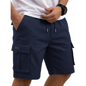 COOFANDY Mens Cargo Shorts Cotton Twill Casual Work Hiking Cargo Shorts | Chino Cotton, Hiking Shorts With 5 Pockets, Drawstring Stretch Elastic Waist, Breathable Summer Outdoor Camping Travel Wear.(Navy Bule)