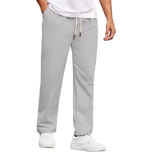 COOFANDY Men’s Casual Chino Pants Drawstring Elastic Waist Relaxed Fit Pant | Elastic Drawstring Waist, Cotton Twill Fabric, Side Pockets, Relaxed Fit, Straight Leg, Daily Wear, Office Wear, Travel Wear(Gray)