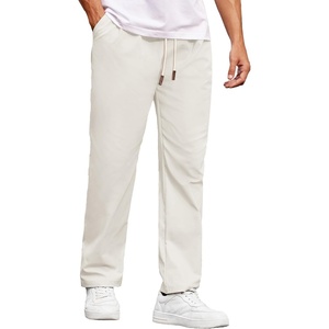 COOFANDY Men’s Casual Chino Pants Drawstring Elastic Waist Relaxed Fit Pant | Elastic Drawstring Waist, Cotton Twill Fabric, Side Pockets, Relaxed Fit, Straight Leg, Daily Wear, Office Wear, Travel Wear(Beige)