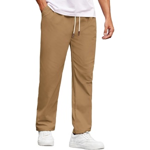 COOFANDY Men’s Casual Chino Pants Drawstring Elastic Waist Relaxed Fit Pant | Elastic Drawstring Waist, Cotton Twill Fabric, Side Pockets, Relaxed Fit, Straight Leg, Daily Wear, Office Wear, Travel Wear(Khaki)