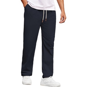 COOFANDY Men’s Casual Chino Pants Drawstring Elastic Waist Relaxed Fit Pant | Elastic Drawstring Waist, Cotton Twill Fabric, Side Pockets, Relaxed Fit, Straight Leg, Daily Wear, Office Wear, Travel Wear(Navy Blue)