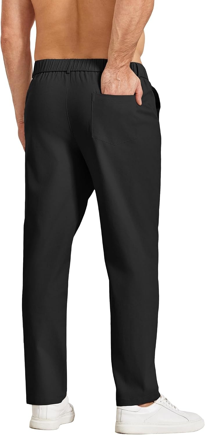 image:imageCOOFANDY Mens Casual Chinos Pants Relaxed Fit Elastic Waist Khaki Trousers Stretch Dress Slacks with PocketsAblack