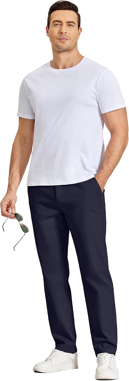 image:imageCOOFANDY Mens Casual Chinos Pants Relaxed Fit Elastic Waist Khaki Trousers Stretch Dress Slacks with PocketsAnavy Blue