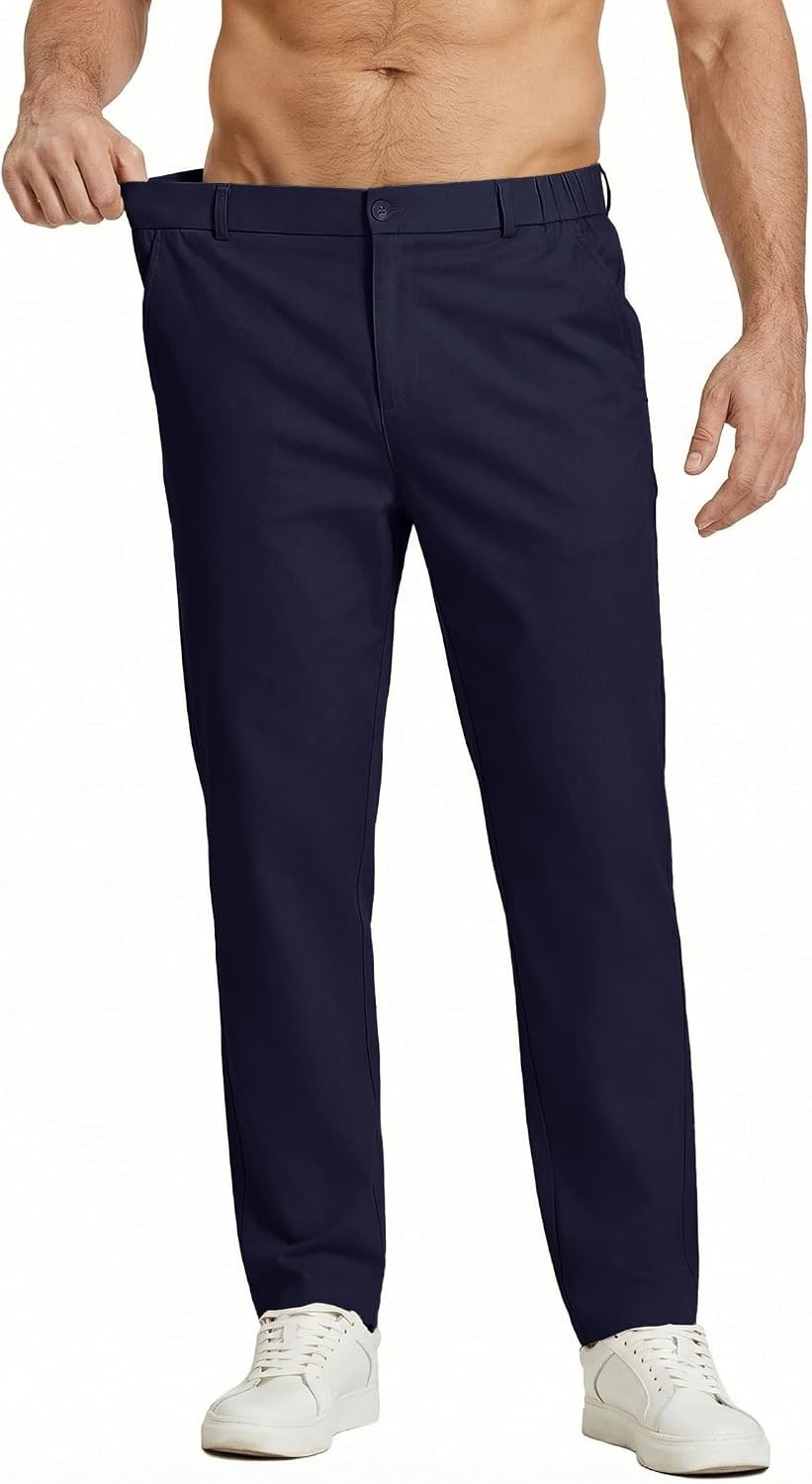image:imageCOOFANDY Mens Casual Chinos Pants Relaxed Fit Elastic Waist Khaki Trousers Stretch Dress Slacks with PocketsAnavy Blue