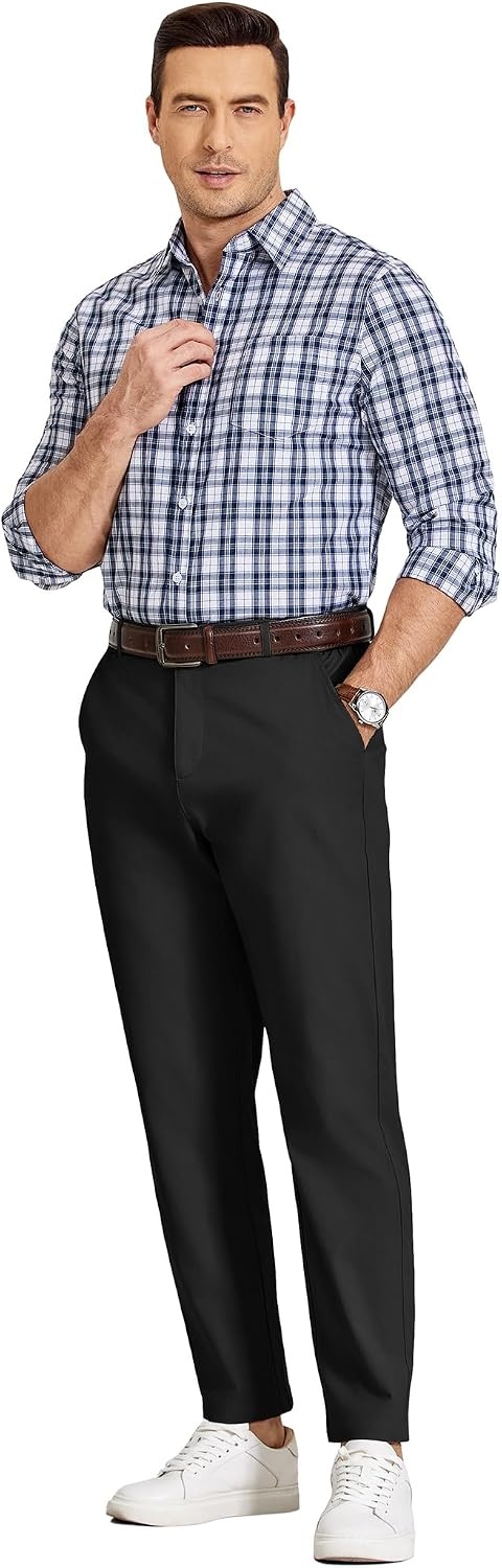 image:imageCOOFANDY Mens Casual Chinos Pants Relaxed Fit Elastic Waist Khaki Trousers Stretch Dress Slacks with PocketsBlack