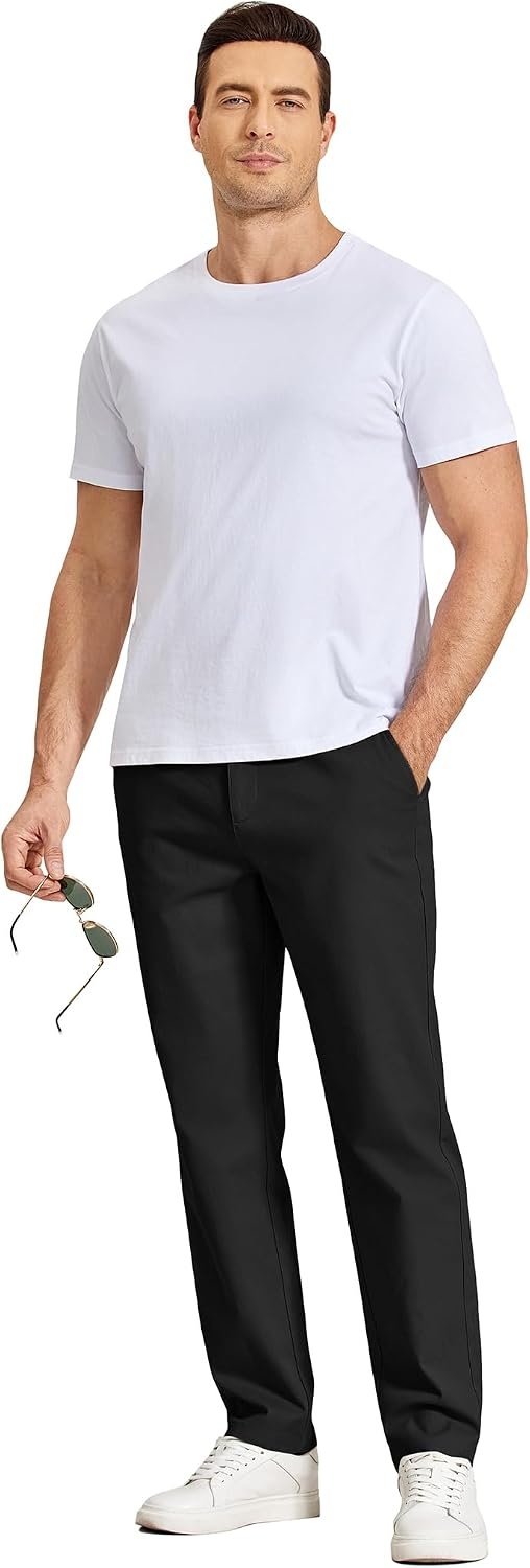 image:imageCOOFANDY Mens Casual Chinos Pants Relaxed Fit Elastic Waist Khaki Trousers Stretch Dress Slacks with PocketsBlack