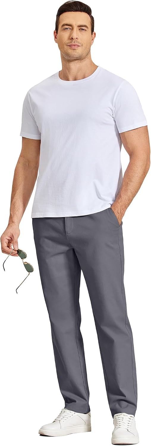 image:imageCOOFANDY Mens Casual Chinos Pants Relaxed Fit Elastic Waist Khaki Trousers Stretch Dress Slacks with PocketsDark Grey