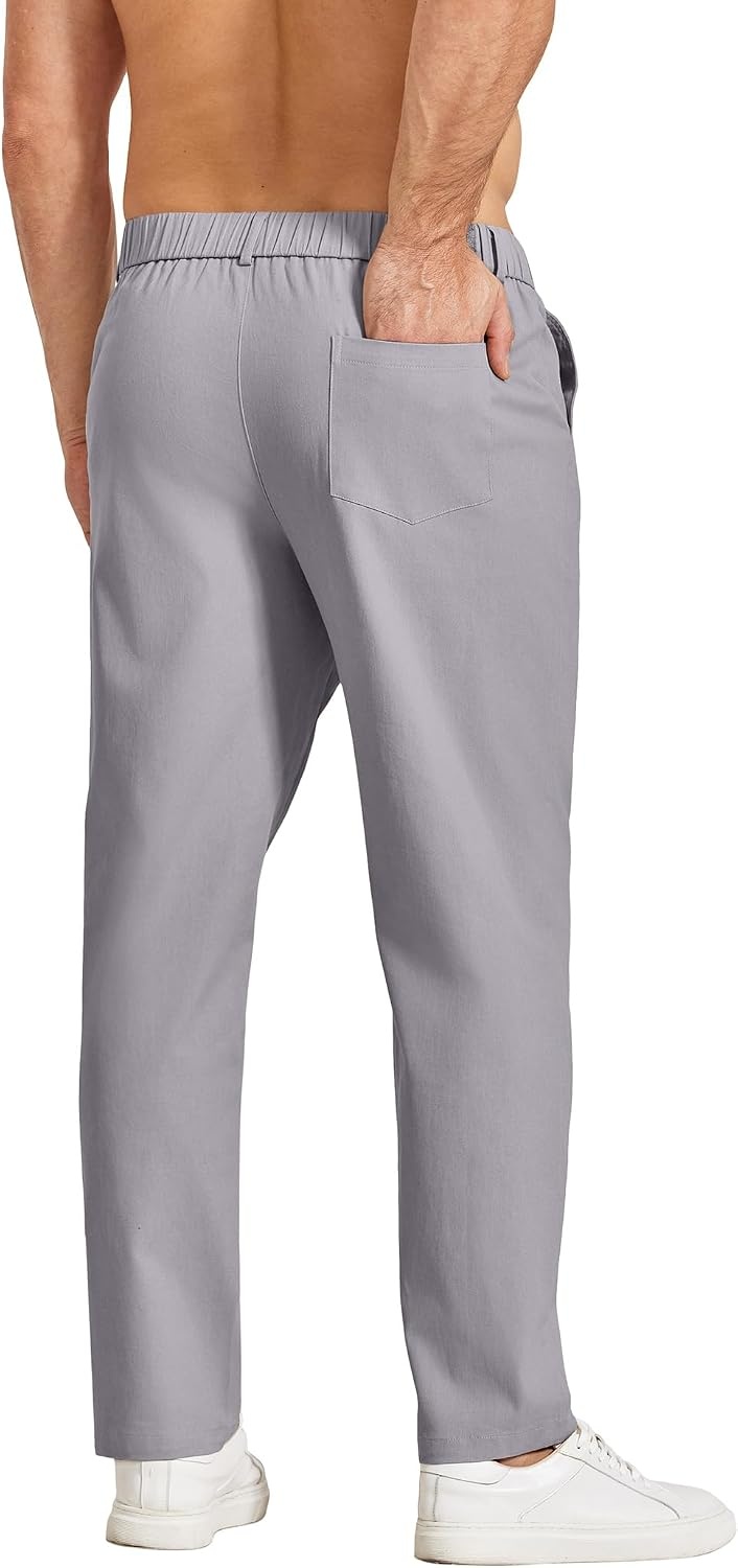 image:imageCOOFANDY Mens Casual Chinos Pants Relaxed Fit Elastic Waist Khaki Trousers Stretch Dress Slacks with PocketsLight Grey