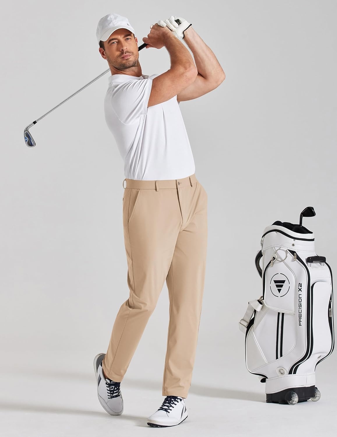 image:imageCOOFANDY Mens Golf Pants Lightweight Dress Pants 303234 Comfy Slacks Stretch QuickDry ComfortSweatWicking FabricComfort Waistband5 Secure PocketsZip Fly amp Metal ButtonBusiness CasualKhaki