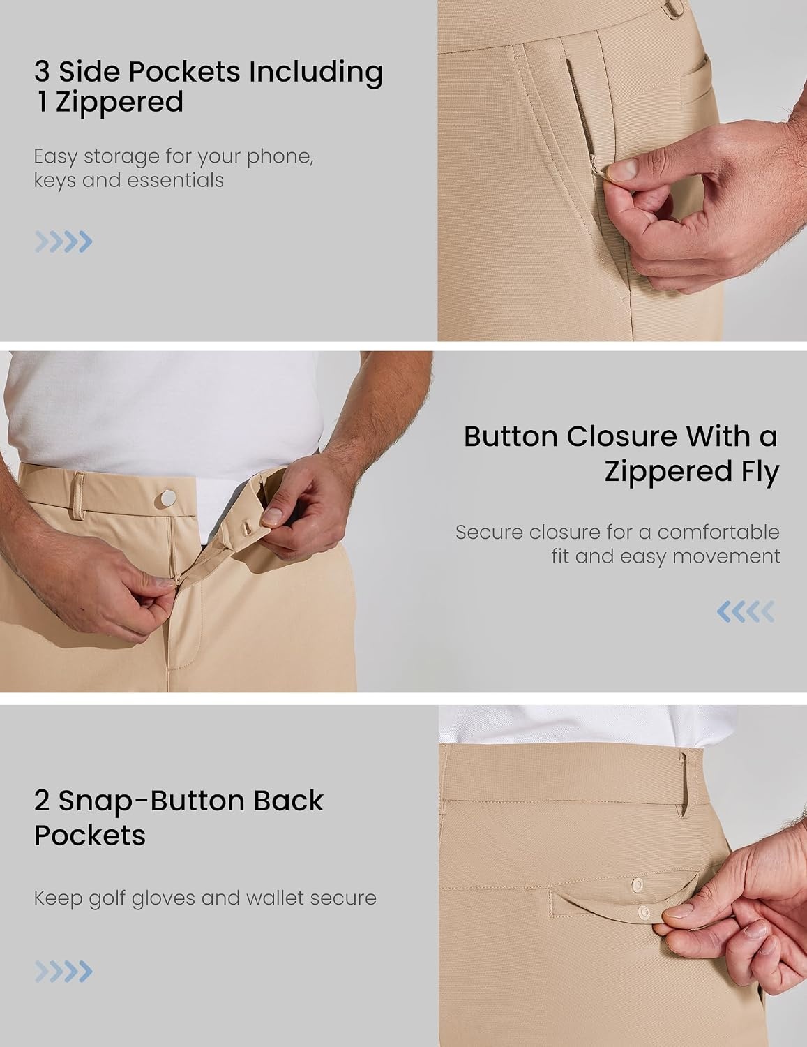 image:imageCOOFANDY Mens Golf Pants Lightweight Dress Pants 303234 Comfy Slacks Stretch QuickDry ComfortSweatWicking FabricComfort Waistband5 Secure PocketsZip Fly amp Metal ButtonBusiness CasualKhaki