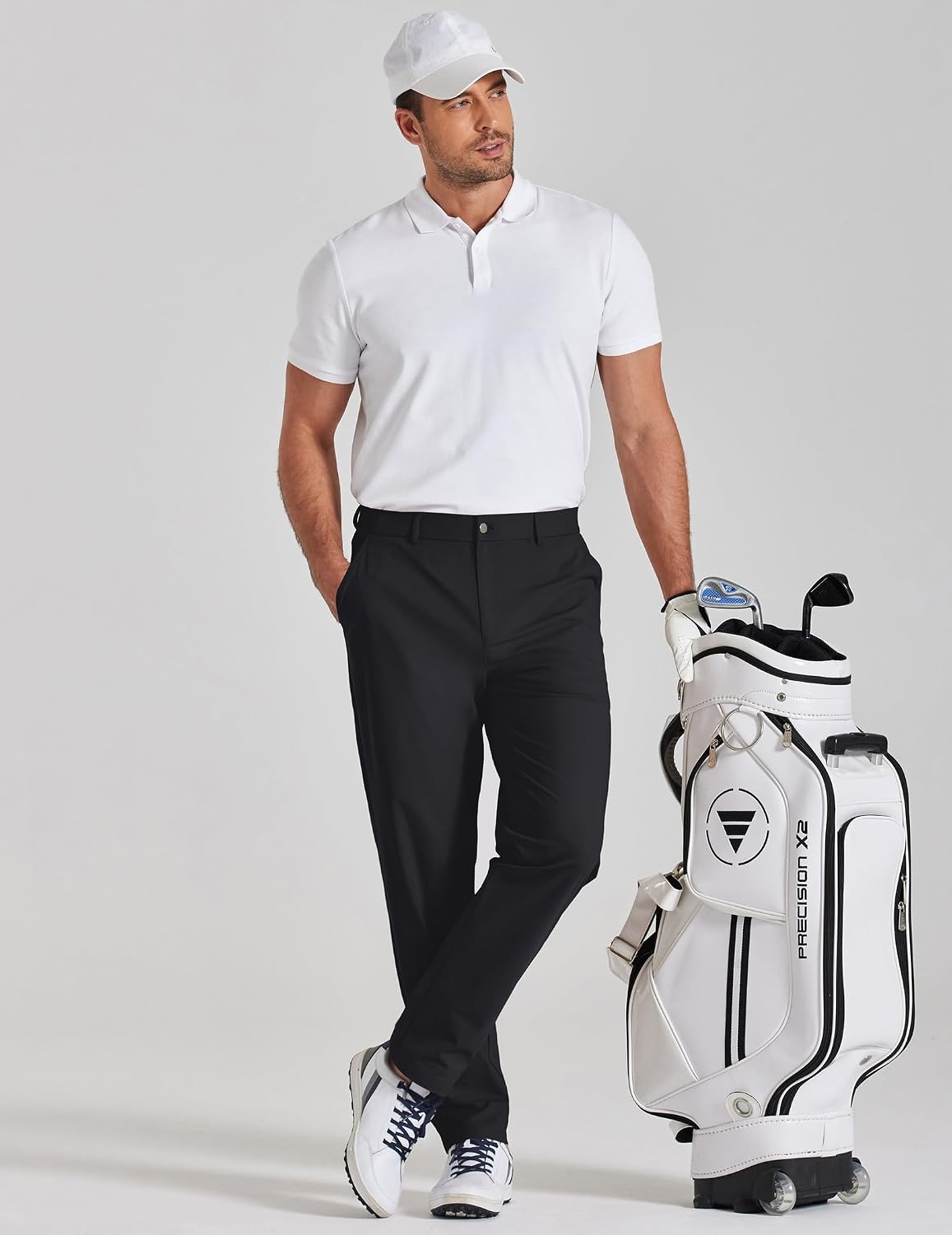 image:imageCOOFANDY Mens Golf Pants Lightweight Dress Pants 303234 Comfy Slacks Stretch QuickDry ComfortSweatWicking FabricComfort Waistband5 Secure PocketsZip Fly amp Metal ButtonBusiness CasualBlack
