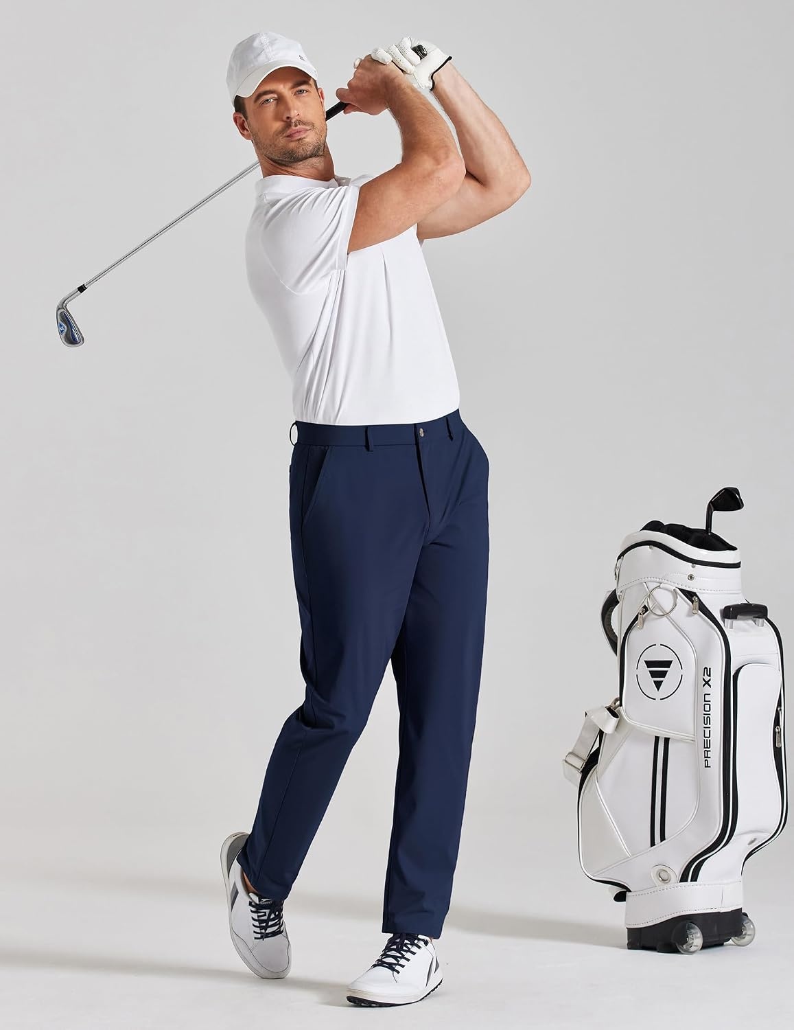 image:imageCOOFANDY Mens Golf Pants Lightweight Dress Pants 303234 Comfy Slacks Stretch QuickDry ComfortSweatWicking FabricComfort Waistband5 Secure PocketsZip Fly amp Metal ButtonBusiness CasualNavy Blue