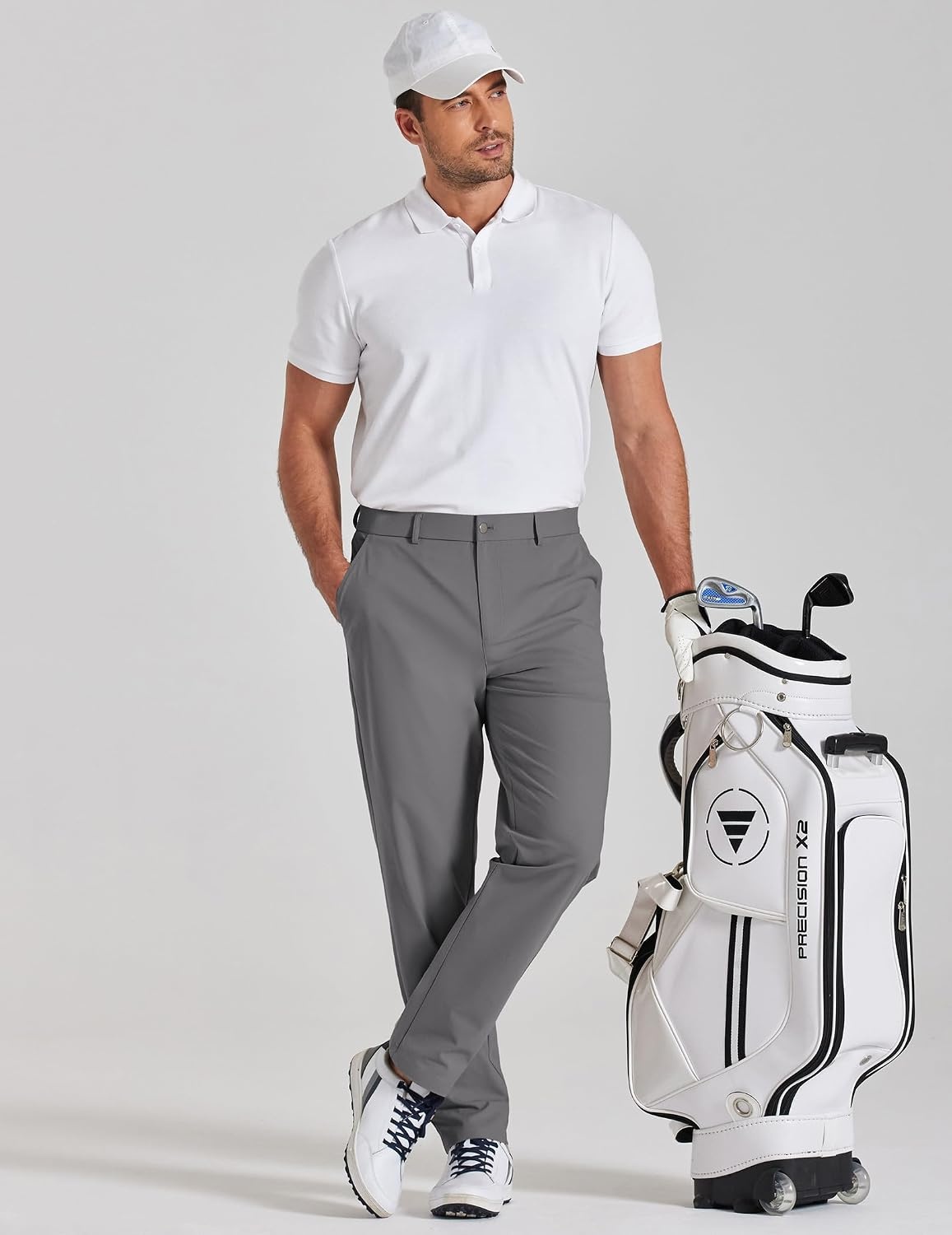 image:imageCOOFANDY Mens Golf Pants Lightweight Dress Pants 303234 Comfy Slacks Stretch QuickDry ComfortSweatWicking FabricComfort Waistband5 Secure PocketsZip Fly amp Metal ButtonBusiness CasualDark Gray