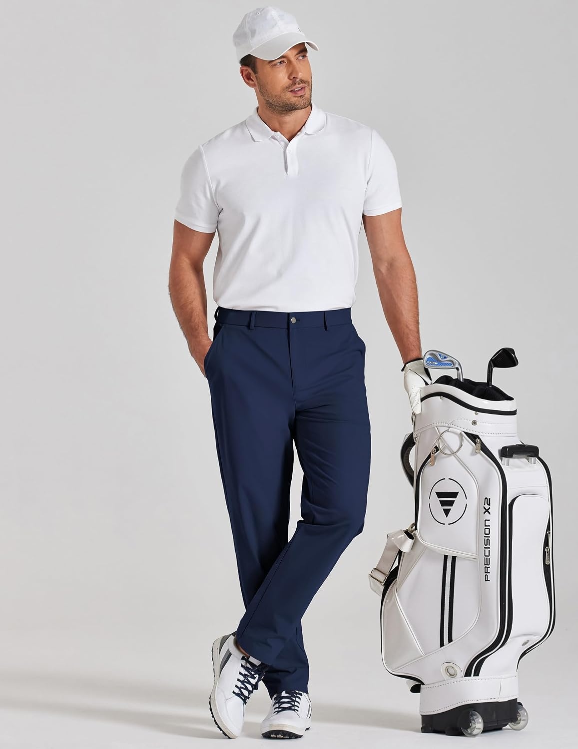 image:imageCOOFANDY Mens Golf Pants Lightweight Dress Pants 303234 Comfy Slacks Stretch QuickDry ComfortSweatWicking FabricComfort Waistband5 Secure PocketsZip Fly amp Metal ButtonBusiness CasualNavy Blue