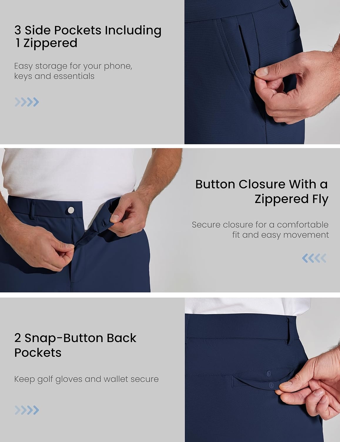 image:imageCOOFANDY Mens Golf Pants Lightweight Dress Pants 303234 Comfy Slacks Stretch QuickDry ComfortSweatWicking FabricComfort Waistband5 Secure PocketsZip Fly amp Metal ButtonBusiness CasualNavy Blue