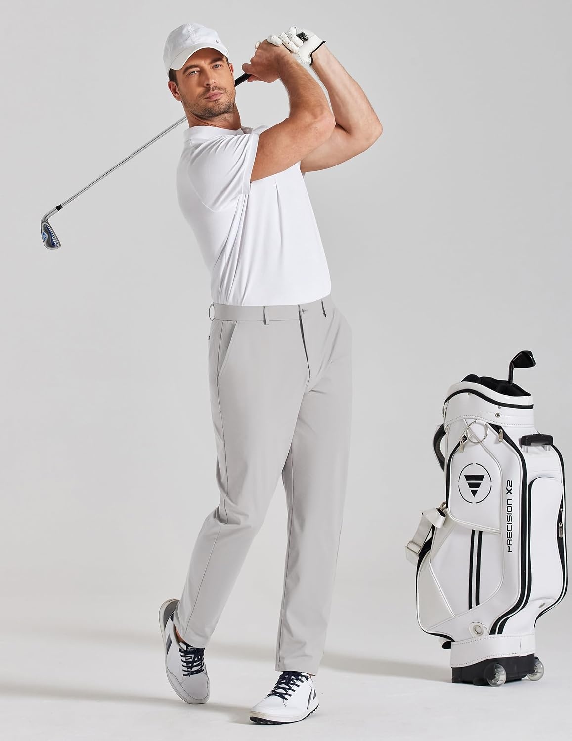 image:imageCOOFANDY Mens Golf Pants Lightweight Dress Pants 303234 Comfy Slacks Stretch QuickDry ComfortSweatWicking FabricComfort Waistband5 Secure PocketsZip Fly amp Metal ButtonBusiness CasualLight Gray