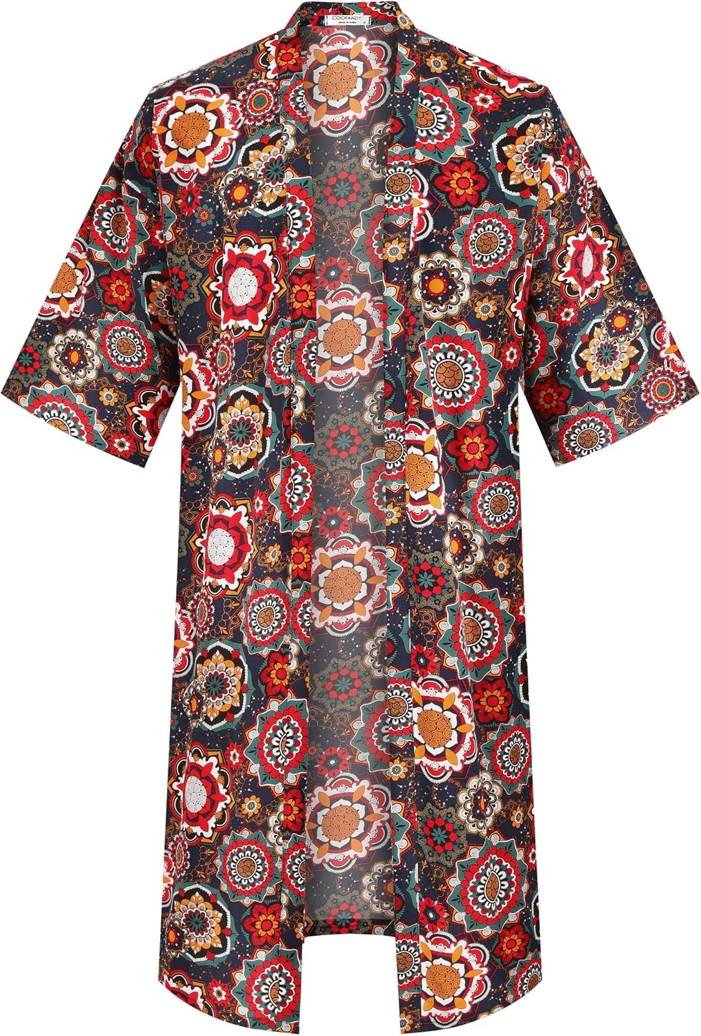 image:imageCOOFANDY Mens Lightweight Kimono Robe Japanese Bathrobes Long Cardigan Flowy and Breathable FabricOpen FrontPrinted Japanese StyleCasual Coat OutwearPerfect for LoungingBeachPoolBurning ManBlue Red Ethnic Style