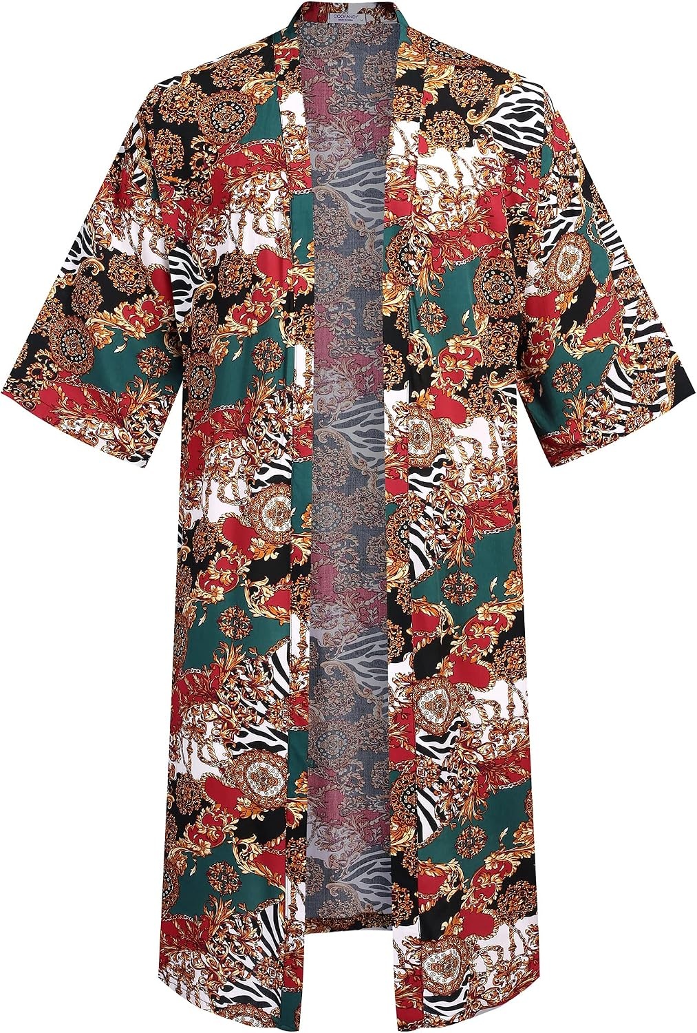 image:imageCOOFANDY Mens Lightweight Kimono Robe Japanese Bathrobes Long Cardigan Flowy and Breathable FabricOpen FrontPrinted Japanese StyleCasual Coat OutwearPerfect for LoungingBeachPoolBurning ManRedluxury Print