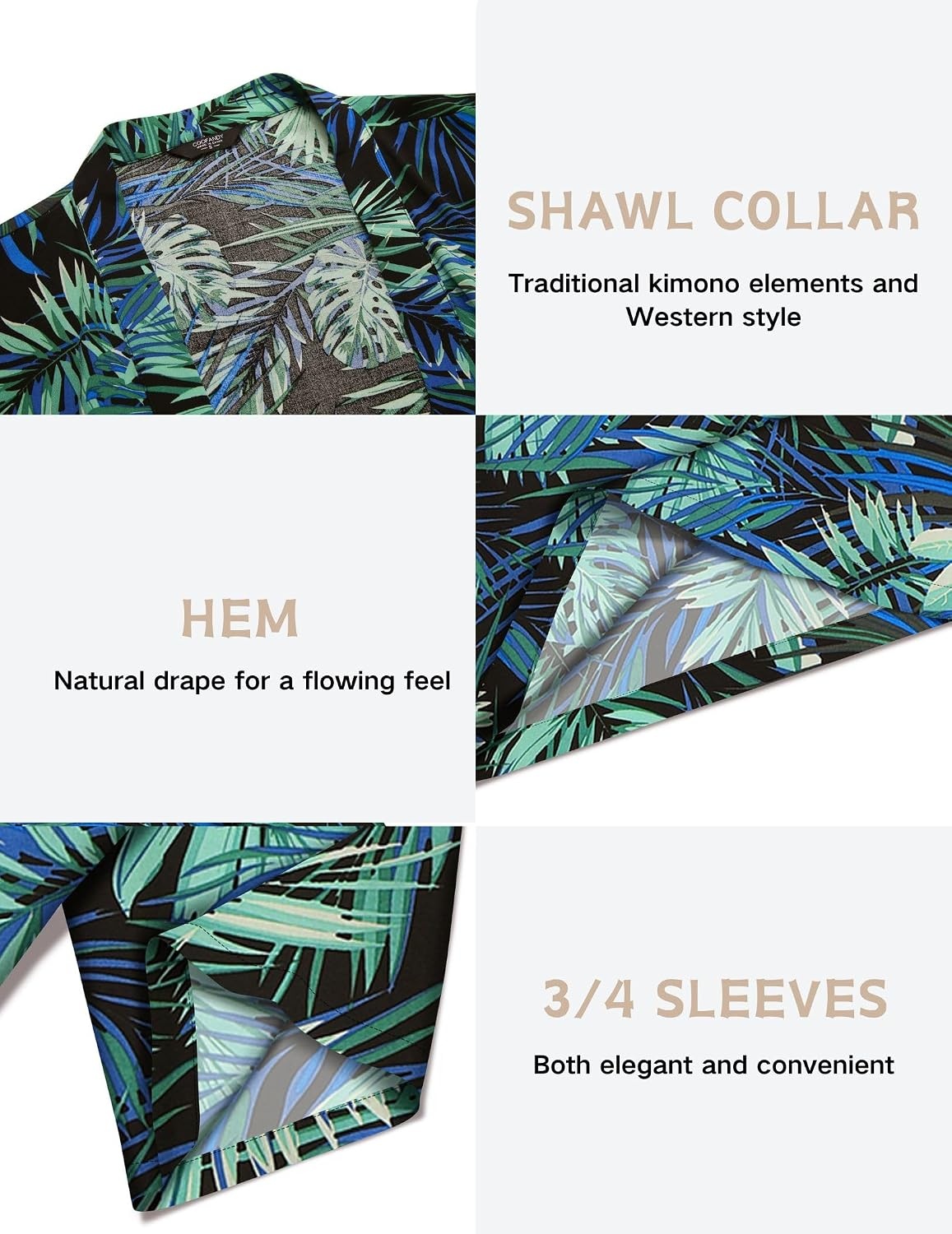image:imageCOOFANDY Mens Lightweight Kimono Robe Japanese Bathrobes Long Cardigan Flowy and Breathable FabricOpen FrontPrinted Japanese StyleCasual Coat OutwearPerfect for LoungingBeachPoolBurning ManGreen