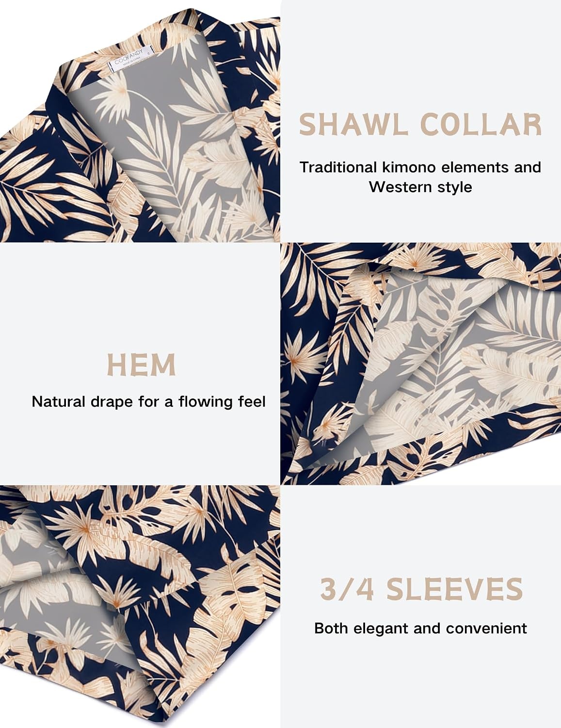 image:imageCOOFANDY Mens Lightweight Kimono Robe Japanese Bathrobes Long Cardigan Flowy and Breathable FabricOpen FrontPrinted Japanese StyleCasual Coat OutwearPerfect for LoungingBeachPoolBurning ManNavykhaki Leaves