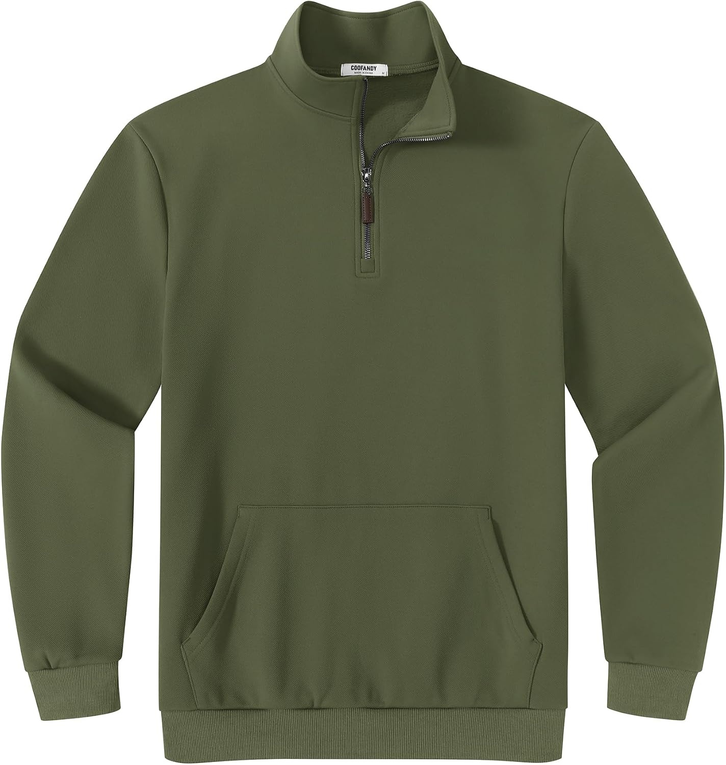 image:imageCOOFANDY Mens Quarter Zip Pullover Sweatshirt FleeceLined Casual SweaterArmy Green
