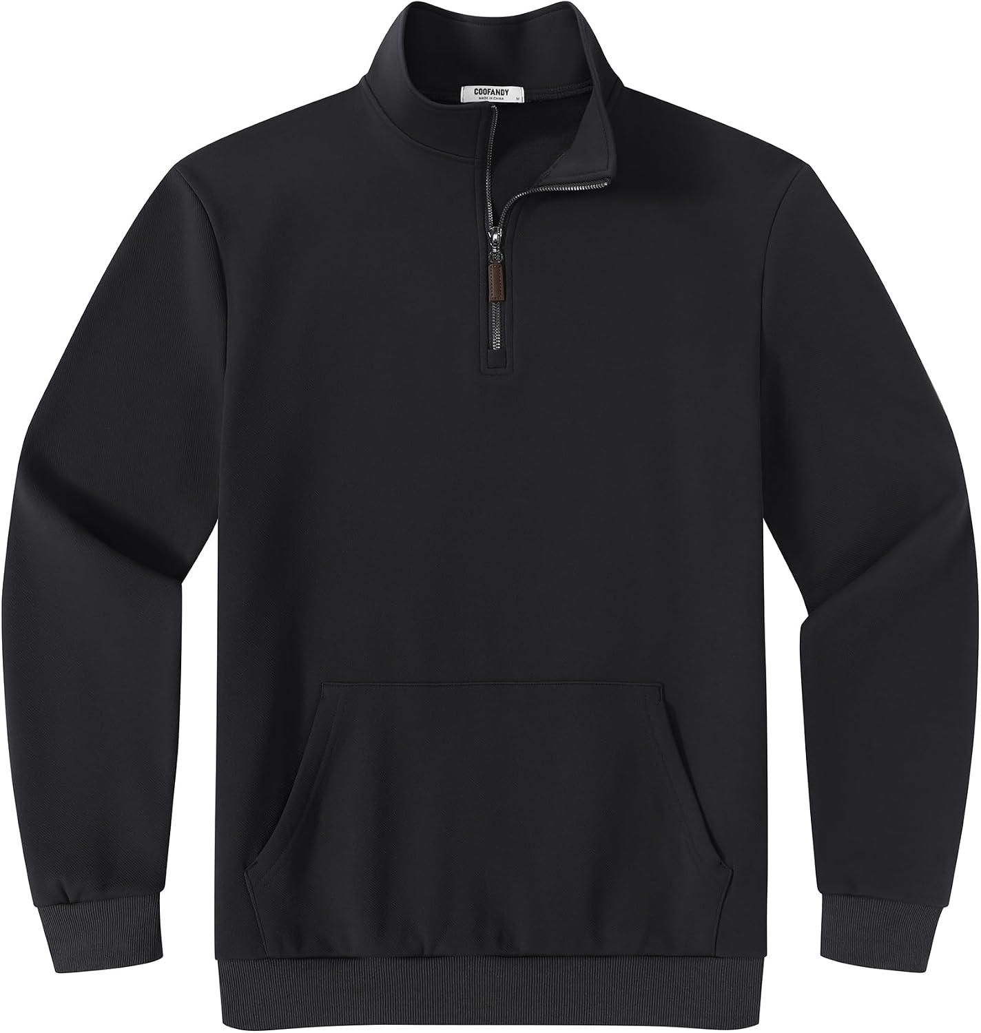 image:imageCOOFANDY Mens Quarter Zip Pullover Sweatshirt FleeceLined Casual SweaterBlack