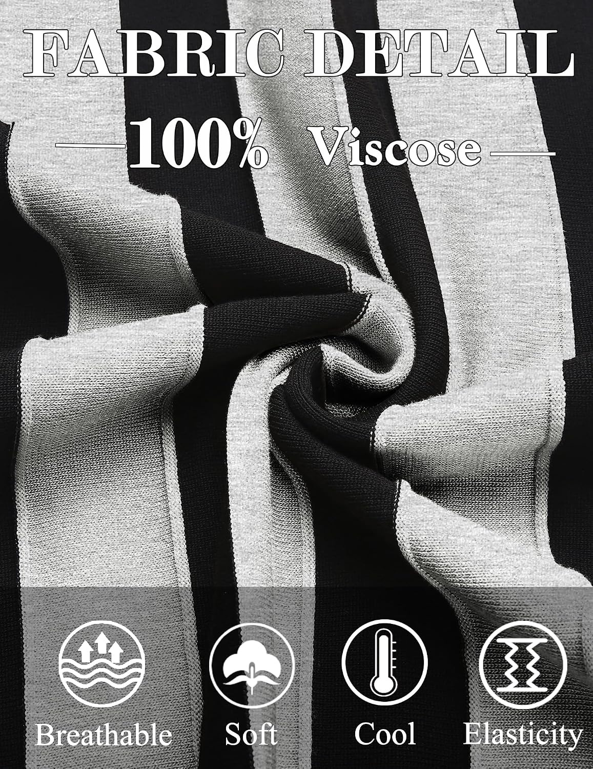 image:imageCOOFANDY Mens T Shirts Short Sleeve Knit Sweater Shirt Casual PulloverLight Grey Black Stripes