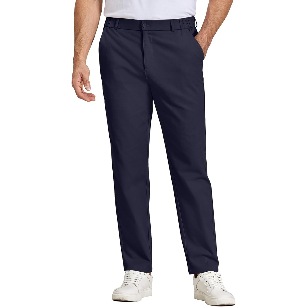 image:imageCOOFANDY Mens Casual Chinos Pants Relaxed Fit Elastic Waist Khaki Trousers Stretch Dress Slacks with PocketsAnavy Blue