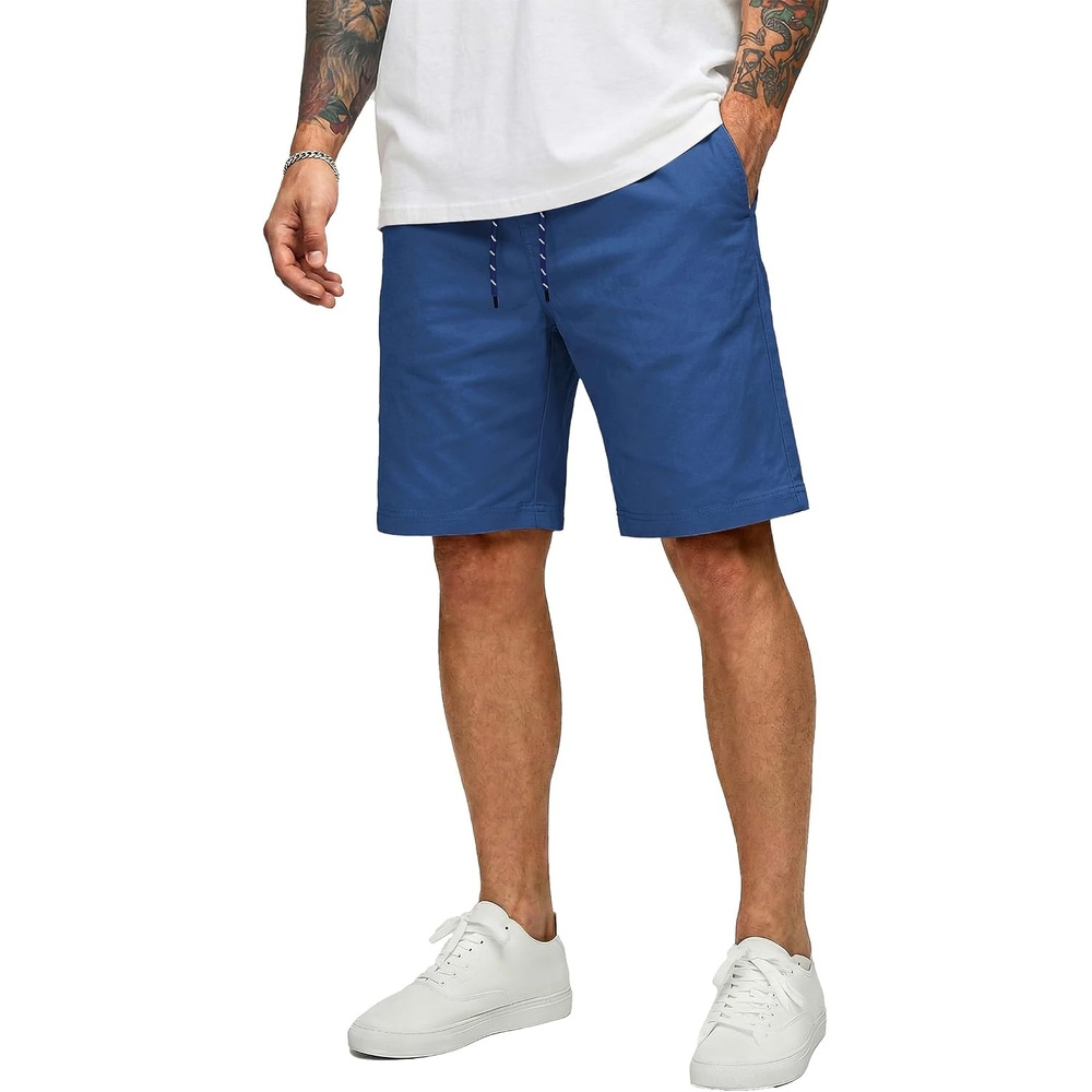 image:imageCOOFANDY Mens Casual Shorts Cotton Drawstring 9 inch Chino Stretch Shorts  Stretch Twill Fabric Side Pockets Flat Front Regular Fit Summer Beach Golf Shorts Perfect for Daily WearDenim Blue