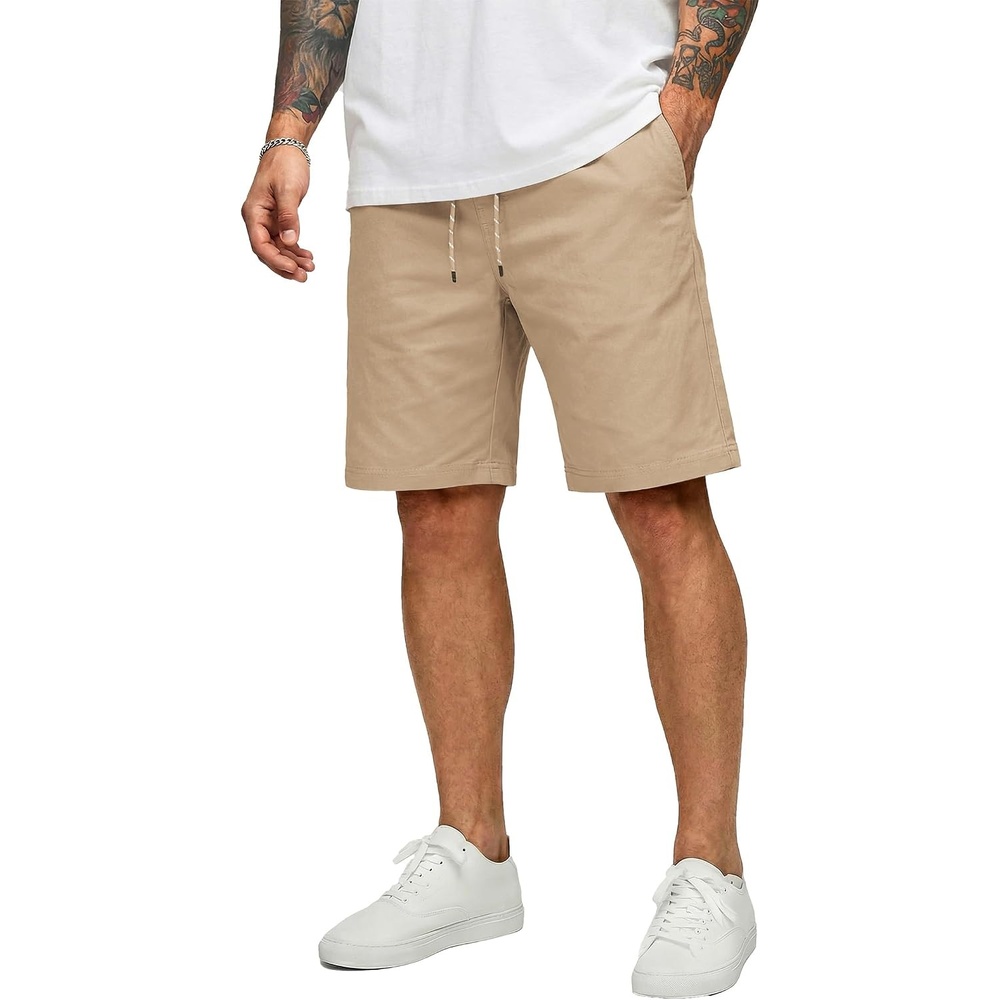 image:imageCOOFANDY Mens Casual Shorts Cotton Drawstring 9 inch Chino Stretch Shorts Stretch Twill Fabric Side Pockets Flat Front Regular Fit Summer Beach Golf Shorts Perfect for Daily WearKhaki