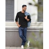 COOFANDY Crewneck Sweaters for Men Slim Fit Long Sleeve Pullover Tops | Stretch Ribbed Knit, Soft Touch Fabric, High Elasticity, Thermal Long Sleeve Tee Shirts(Black/White)