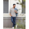 COOFANDY Crewneck Sweaters for Men Slim Fit Long Sleeve Pullover Tops | Stretch Ribbed Knit, Soft Touch Fabric, High Elasticity, Thermal Long Sleeve Tee Shirts(Black/Navy Blue/Light Grey)