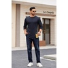 COOFANDY Crewneck Sweaters for Men Slim Fit Long Sleeve Pullover Tops | Stretch Ribbed Knit, Soft Touch Fabric, High Elasticity, Thermal Long Sleeve Tee Shirts(Black/Navy Blue/Light Grey)