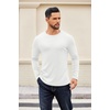 COOFANDY Crewneck Sweaters for Men Slim Fit Long Sleeve Pullover Tops | Stretch Ribbed Knit, Soft Touch Fabric, High Elasticity, Thermal Long Sleeve Tee Shirts(Black/White)