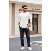 COOFANDY Crewneck Sweaters for Men Slim Fit Long Sleeve Pullover Tops | Stretch Ribbed Knit, Soft Touch Fabric, High Elasticity, Thermal Long Sleeve Tee Shirts(Black/White)