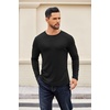 COOFANDY Crewneck Sweaters for Men Slim Fit Long Sleeve Pullover Tops | Stretch Ribbed Knit, Soft Touch Fabric, High Elasticity, Thermal Long Sleeve Tee Shirts(Black/Navy Blue/Light Grey)