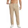 COOFANDY Mens Casual Chinos Pants Relaxed Fit Elastic Waist Khaki Trousers Stretch Dress Slacks with Pockets(A-khaki)