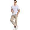 COOFANDY Mens Casual Chinos Pants Relaxed Fit Elastic Waist Khaki Trousers Stretch Dress Slacks with Pockets(Light Khaki)