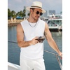 COOFANDY Mens Casual Knit Tank Top Muscle Summer Vacation Sleeveless Shirts | Ribbed Knitted Tank Top, Breathable Light Soft Textured Fabric, Fitted Muscle Style, Dressy Beach Wedding Cruise Tank Shirt(White)