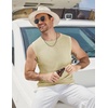 COOFANDY Mens Casual Knit Tank Top Muscle Summer Vacation Sleeveless Shirts | Ribbed Knitted Tank Top, Breathable Light Soft Textured Fabric, Fitted Muscle Style, Dressy Beach Wedding Cruise Tank Shirt(Cream)