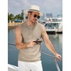 COOFANDY Mens Casual Knit Tank Top Muscle Summer Vacation Sleeveless Shirts | Ribbed Knitted Tank Top, Breathable Light Soft Textured Fabric, Fitted Muscle Style, Dressy Beach Wedding Cruise Tank Shirt(Khaki)