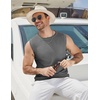 COOFANDY Mens Casual Knit Tank Top Muscle Summer Vacation Sleeveless Shirts | Ribbed Knitted Tank Top, Breathable Light Soft Textured Fabric, Fitted Muscle Style, Dressy Beach Wedding Cruise Tank Shirt(Heather Gray)