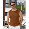 COOFANDY Mens Casual Knit Tank Top Muscle Summer Vacation Sleeveless Shirts | Ribbed Knitted Tank Top, Breathable Light Soft Textured Fabric, Fitted Muscle Style, Dressy Beach Wedding Cruise Tank Shirt(Camel Brown)
