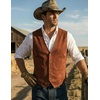 COOFANDY Men’s Western Vest Suede Cowboy Vest Casual Slim Fit Waistcoat | Western Outfit,Cowboy Attire,2 Pockets,Button Closure,Lining,Soft,Wedding,Costume Party,Halloween,Cosplay,Pirate,Country Vest(Brown)