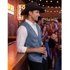 COOFANDY Men’s Western Vest Suede Cowboy Vest Casual Slim Fit Waistcoat | Western Outfit,Cowboy Attire,2 Pockets,Button Closure,Lining,Soft,Wedding,Costume Party,Halloween,Cosplay,Pirate,Country Vest(Navy Blue)