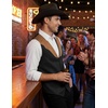 COOFANDY Men’s Western Vest Suede Cowboy Vest Casual Slim Fit Waistcoat | Western Outfit,Cowboy Attire,2 Pockets,Button Closure,Lining,Soft,Wedding,Costume Party,Halloween,Cosplay,Pirate,Country Vest(Black& Khaki(with Pattern))