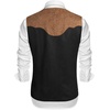 COOFANDY Men’s Western Vest Suede Cowboy Vest Casual Slim Fit Waistcoat | Western Outfit,Cowboy Attire,2 Pockets,Button Closure,Lining,Soft,Wedding,Costume Party,Halloween,Cosplay,Pirate,Country Vest(Black& Khaki(with Pattern))